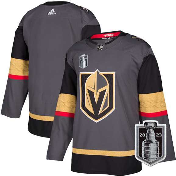 Men%27s Vegas Golden Knights Blank Gray 2023 Stanley Cup Final Stitched Jersey Dzhi
